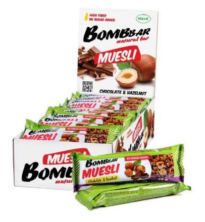 Батончик мультизлаковый &quot;Шоколад-фундук&quot; BOMBBAR (45 г)