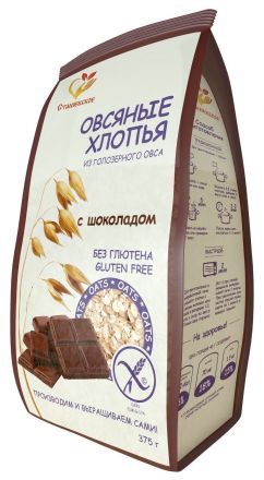 Хлопья овсяные из голозерного овса с шоколадом без глютена Сташевское (375 г)